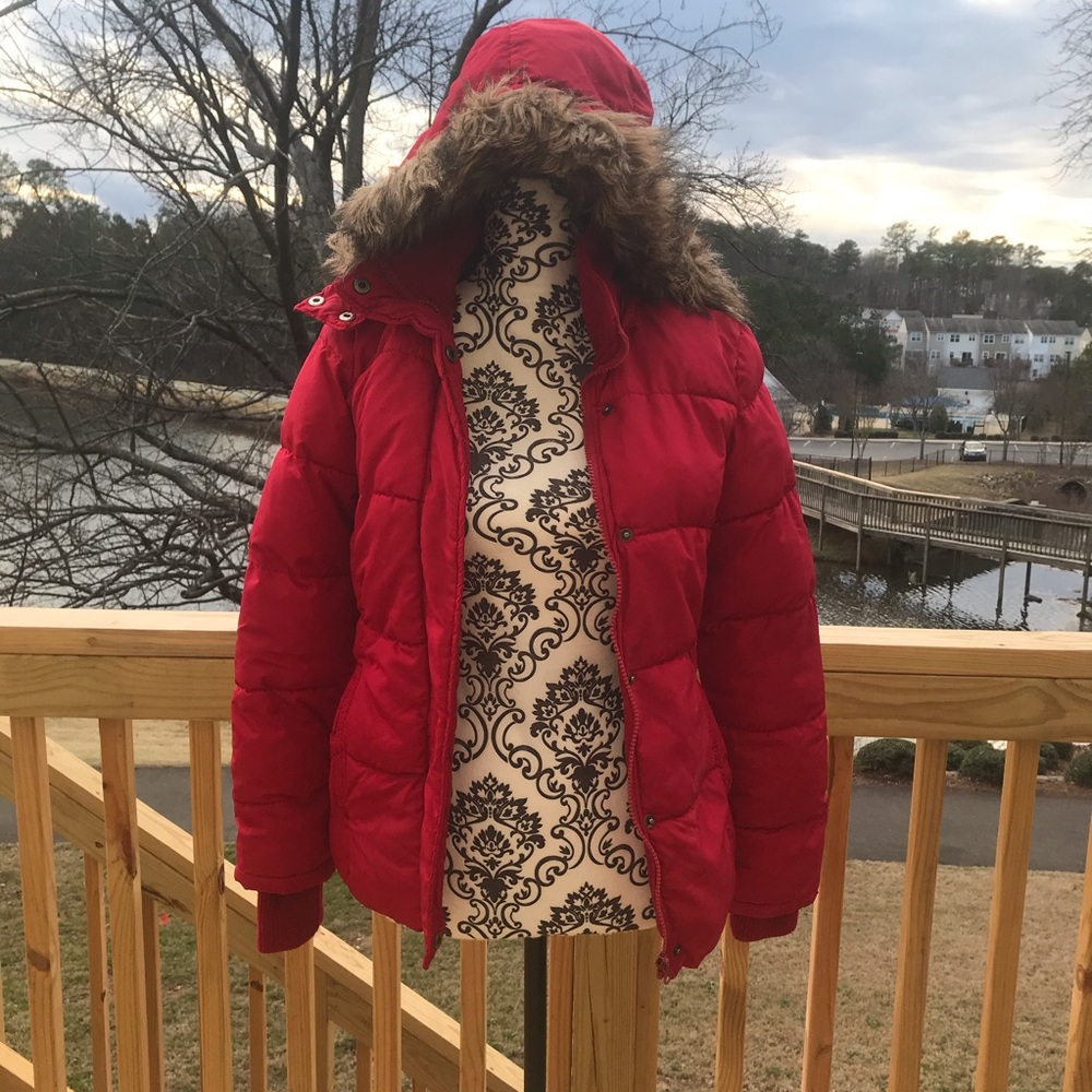 Aeropostale Puffer Coat w/ Fur Trim Hood Sz XS